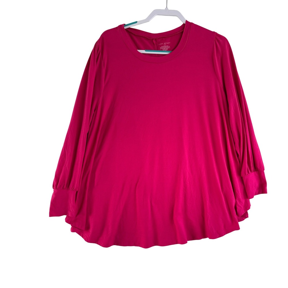 Lane Bryant Women Plus Size 18 20 Magenta Pink Long Sleeve Crew Neck Top‎ Shirt